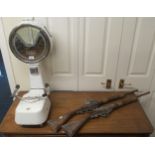 A 20th century Avery shops scales and a pair of reproduction flintlock long guns (3) Condition