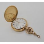 A gold plated full hunter Waltham pocket watch Condition Report:Not available for this lot.