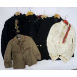 A selection of military and other uniform clothing, comprising a piper's doublet, Royal Marines