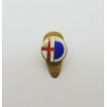 An 18ct gold Italian made enamel lapel button, weight 2.5gms Condition Report:Available upon