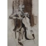 WILLIAM CROSBIE RSA RGI (1915-1999) MALE CELLIST  Pen and ink, 52 x 35cm  Condition Report:Available