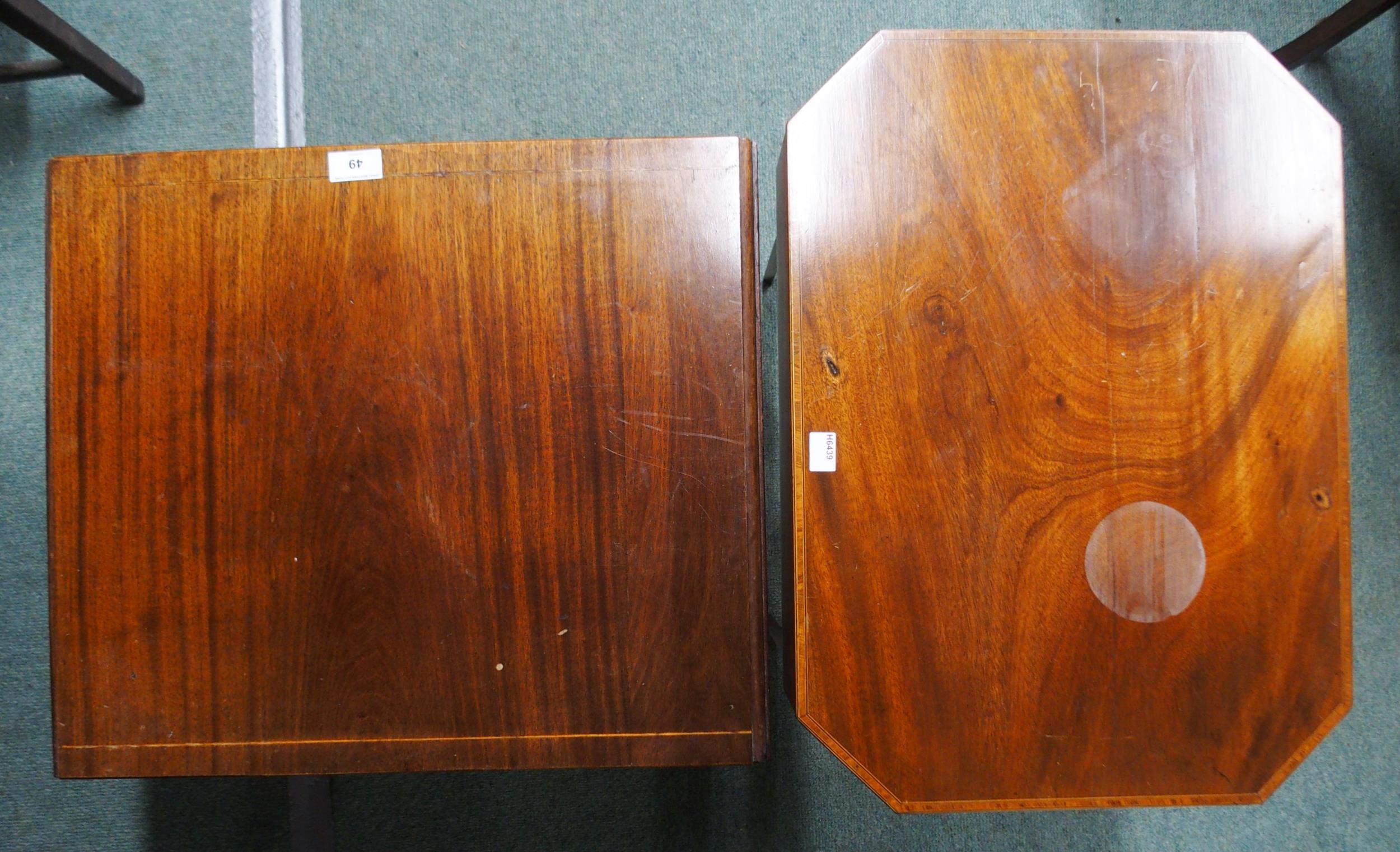 A Victorian mahogany single drawer drop side occasional table and an octagonal top single drawer - Image 4 of 4