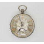 A silver open face pocket watch, London 1863, diameter 5cm Condition Report:Not available for this