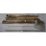 Fishing tackle: a Hardy the "Houghton" split-cane rod (with Royal Warrant stamp to George V) in