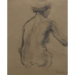 WILLIAM CROSBIE RSA RGI (1915-1999) FEMALE NUDE FROM BACK  Pen on paper, signed lower right,
