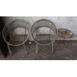 A lot of four 20th century garden stacking chairs and an accompanying garden table (5) Condition