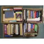 Four boxes of mixed books, with topics including European history and languages, a quantity of