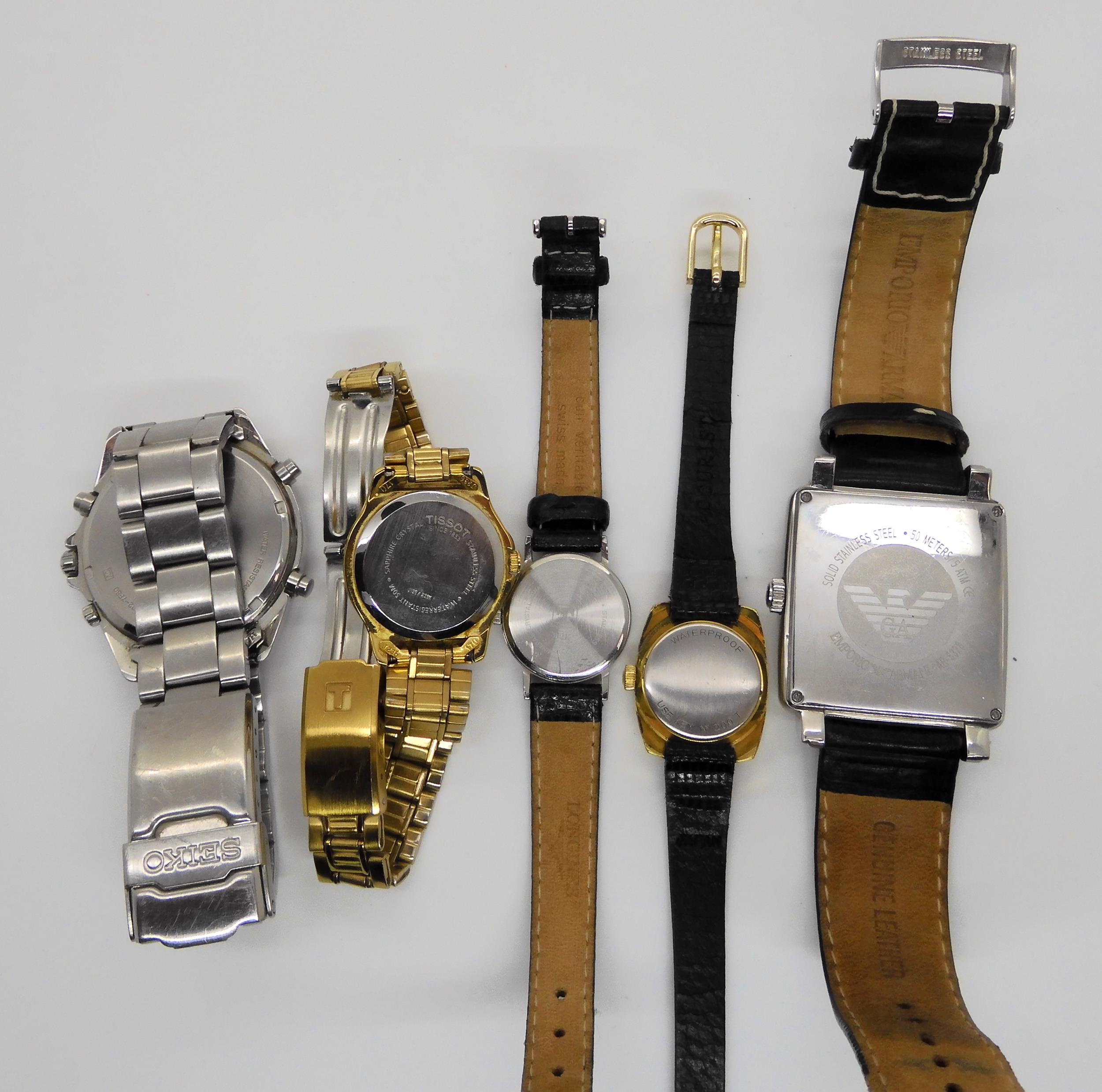 Three ladies tissot watches to include Seastar 7, Seastar, PR50, a Gents Emporio Armani watch and - Bild 2 aus 2