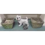 A pair of stoneware garden planters and two assorted scotty dog garden ornaments (4) Condition