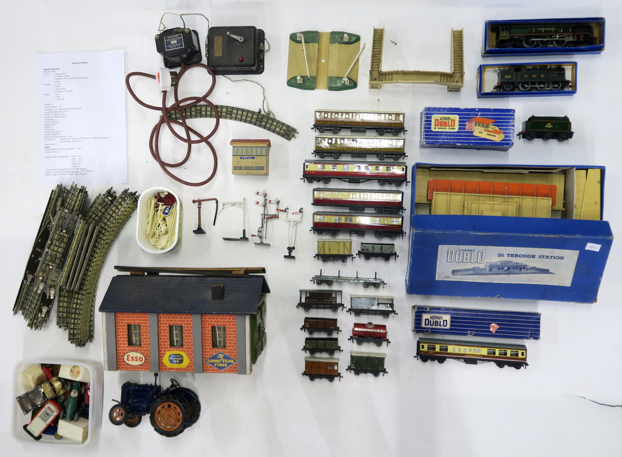 A selection of Hornby Dublo electric model railway components, many boxed, including a Duchess of
