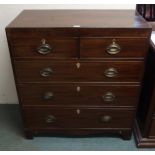 A Victorian mahogany two over three chest of drawers on bracket feet, 100cm high x 91cm wide x