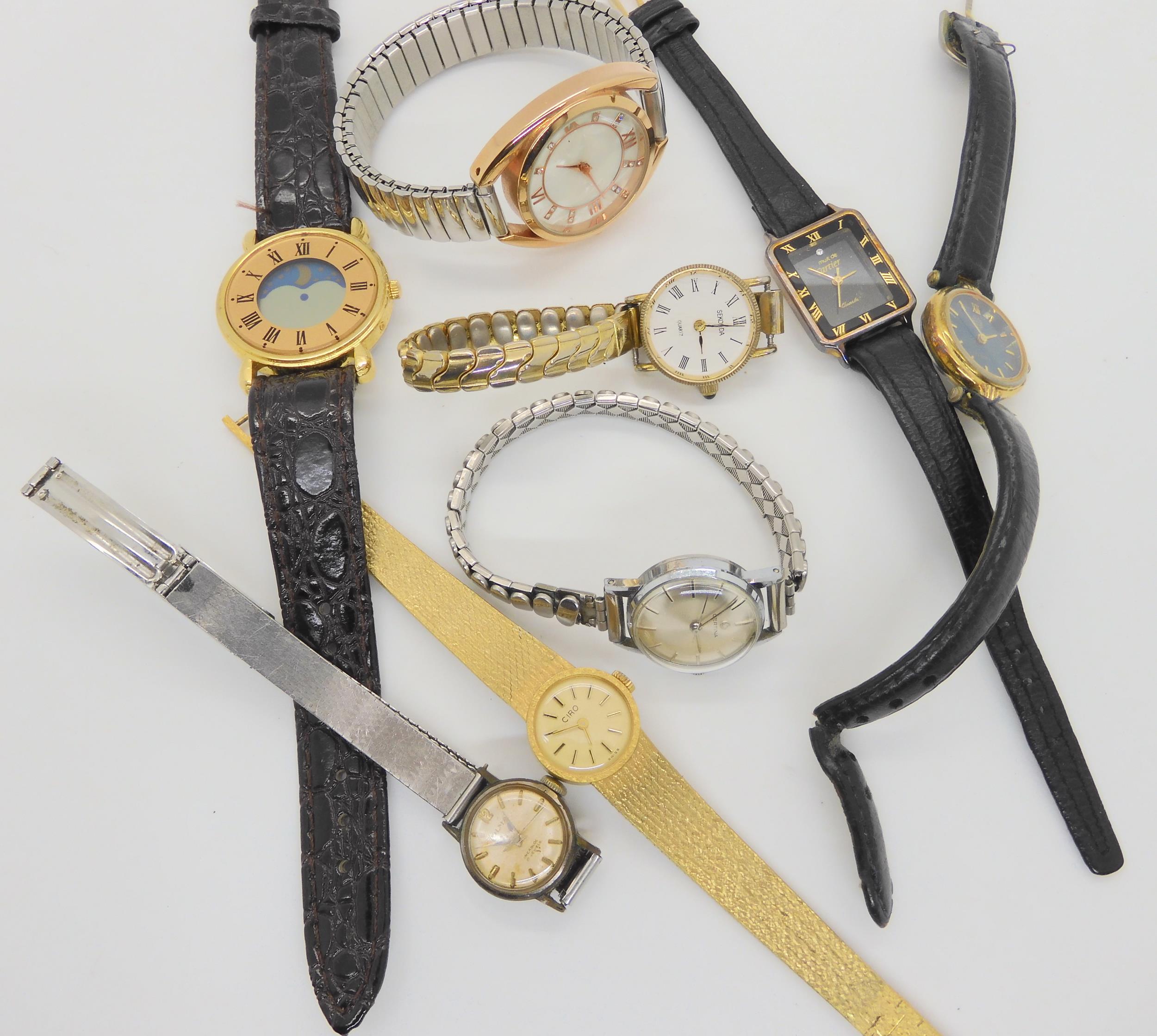 A collection of fashion watches to include a retro Ciro watch, a Certina watch and other items