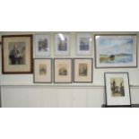 A lot of six assorted prints depicting Glaswegian scenes, A Henry W Kerr R.S.A print, J.A Currie