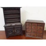 A Victorian stained oak apprentice style welsh dresser and a twelve drawer collectors chest (2)
