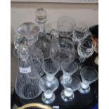 A pair of Waterford wine glasses, a Stuart decanter and jug and other glassware Condition Report:Not
