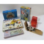 Vintage boxed toys, comprising an Ideal Evel Knievel Stunt Cycle, Regina TV Game, Meccano set and