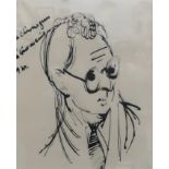 WILLIAM CROSBIE RSA RGI (1915-1999) BESPECTACLED MAN  Ink on paper, inscribed, 26 x 21cm Condition