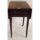 A Victorian mahogany two drawer drop end occasional table on turned supports Condition Report: