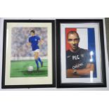 SPORTING MEMORABILIA A framed portrait of Jim Baxter in a Rangers home strip, signed by the artist