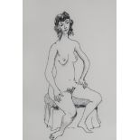 WILLIAM CROSBIE RSA RGI (1915-1999) FEMALE SEATED NUDE Pen and ink, 28 x 20cm Condition Report: