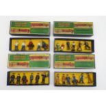 Four boxed sets of Meccano metal figures by Dinky Toys: No. 1 Station Staff, No. 3 Railway