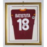 *WITHDRAWN* SPORTING MEMORABILIA A framed 2000-01 Roma 18 home shirt, with signature of Gabriel