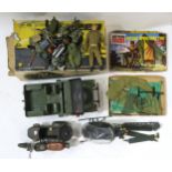 A collection of classic Action Man and other toys, comprising a single figure, various vehicles (