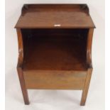 A Georgian mahogany single drawer bedside commode chest on square chamfered supports Condition