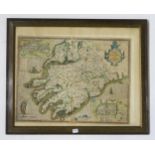 A hand-coloured map titled The Province of Mounster (Munster), John Speede, sold by John Sudbury and