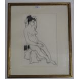 WILLIAM CROSBIE RSA RGI (1915-1999) FAMALE NUDE ON CHAIR  Charcoal drawing, signed lower right, 38 x