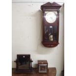 A 20th century mahogany cased Enfield wall clock, mahogany cased mantle clock and a mahogany