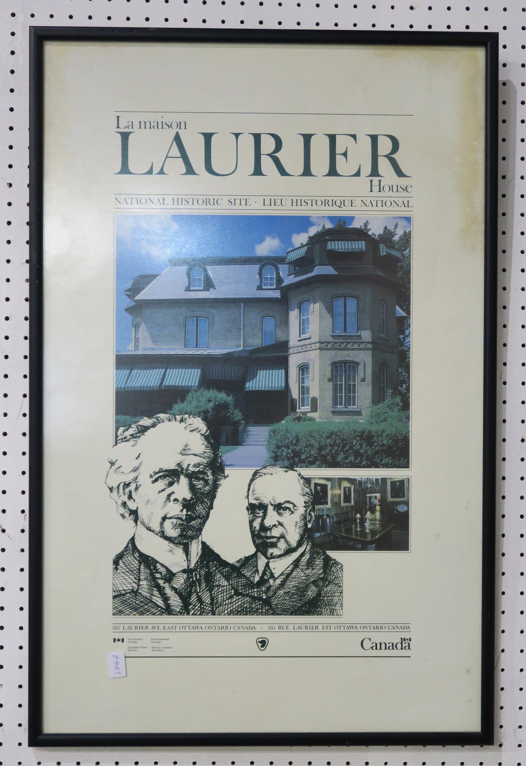 A framed exhibition poster for La Maison Laurier, National Historic Site, Ottawa, Canada Condition