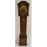 A 20th century oak cased Tempus Fugit grandmother clock with brass face bearing roman numerals