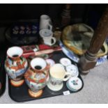 A pair of Japanese vases, a Bovey Pottery Dartmoor mug, a Bourne Denby bird dish and other items