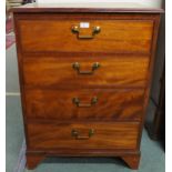 A Victorian mahogany chest of four drawers with brass drawer pulls on bracket feet Condition