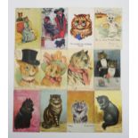 An album containing a quantity of anthropomorphic cat postcards by Louis Wain (approx. 35 cards);