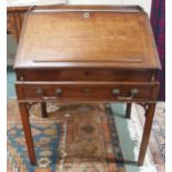 A Georgian mahogany single drawer fall front writing bureau on square chamfered supports Condition