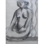 WILLIAM CROSBIE RSA RGI (1915-1999) SEATED FEMALE NUDE  Charcoal and wash, 47 x 36cm Condition