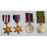 A WW2 medal group, comprising Defence Medal, War Medal, 1939-1945 Star and France and Germany Star