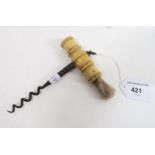 A Victorian bone-handled corksrew, with brush end Condition Report:Available upon request