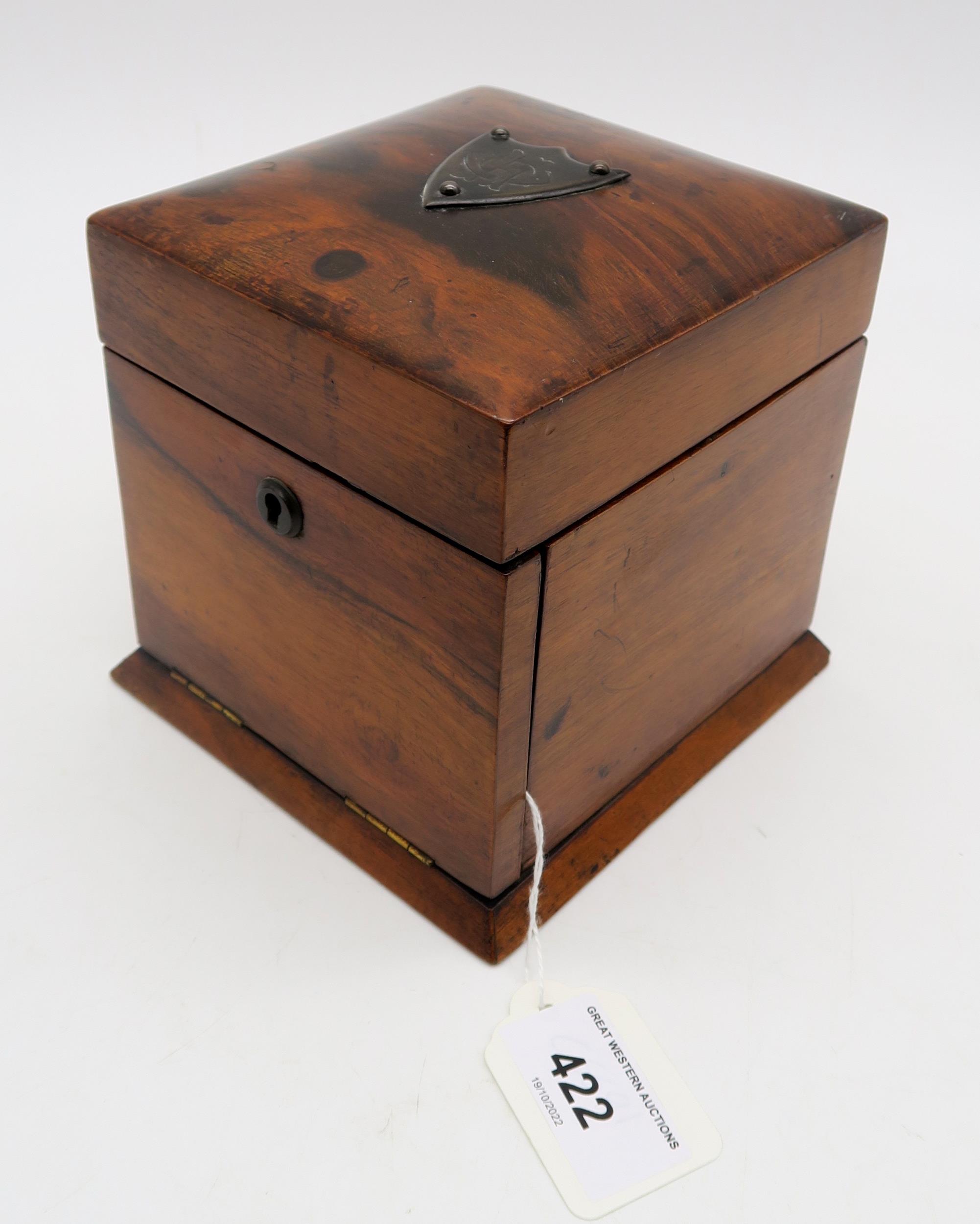 A rosewood jewellery box of small cubic proportions, the hinged top and fall-front opening to reveal - Image 2 of 2