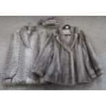 A silver fur jacket and another with matched hat Condition Report:Not available for this lot.