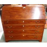 A Victorian mahogany four drawer fall front writing bureau with fitted interior and baize writing