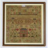 A framed Victorian needlework sampler, by Eliza Ann Geddis, dated 1856 Condition Report:Available