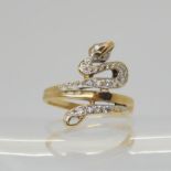 A 9ct gold cz set snake ring, finger size N1/2, weight 2.8gms Condition Report:Available upon