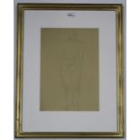 WILLIAM CROSBIE RSA RGI (1915-1999) FEMALE NUDE STANDING  Ink on paper, signed lower left, dated (