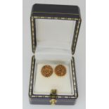 A pair of cognac diamond ear studs, set with estimated approx 0.40cts of pave set diamonds, diameter