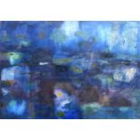 RUTH TODHUNTER (SCOTTISH)  ABSRACT IN BLUE Mixed media collage, signed lower right, dated (19)98, 41