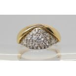 A 14k gold diamond dress ring, set with estimated approx 0.30cts of brilliant cut diamonds, size