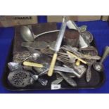 A collection of EPNS including an EPNS brush set, ladles, trumpet vases, cased and loose cutlery etc